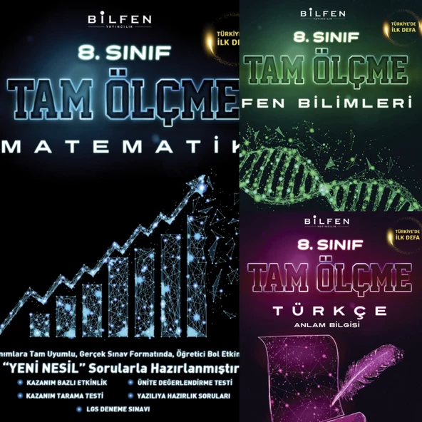 BİLFEN 8.SINIF MATEMATİK-FEN.BİL.-TÜRKÇE TAM ÖLÇME SETİ ürün görseli 1