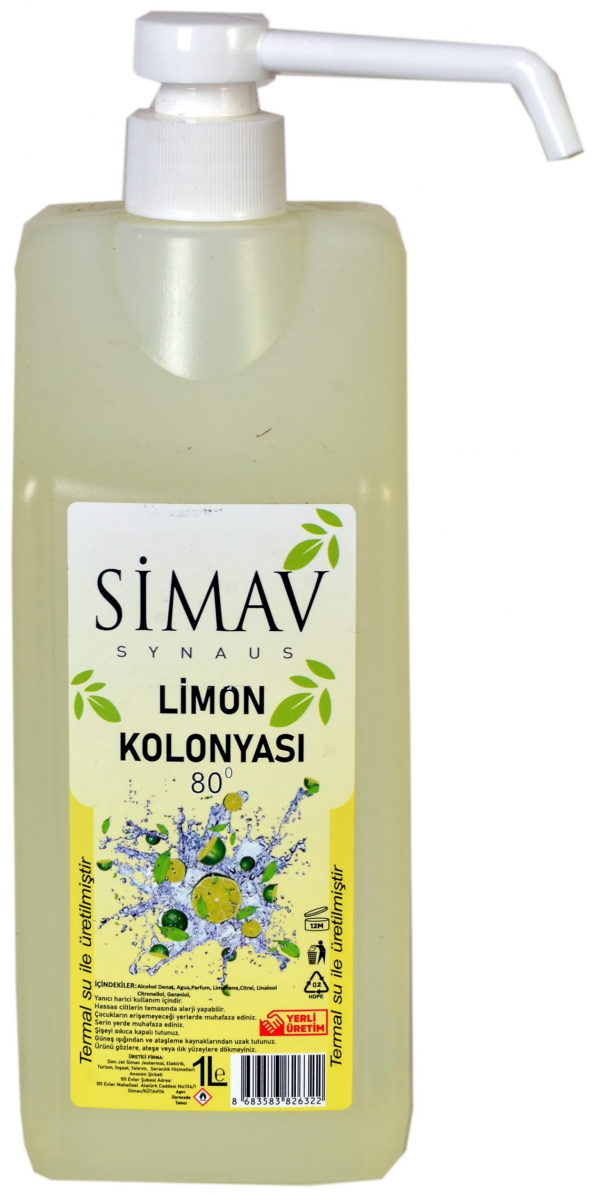 SİMAV Termal Sulu Limon Kolonyası Spreyli Şişe - 1 Lt ürün görseli 1