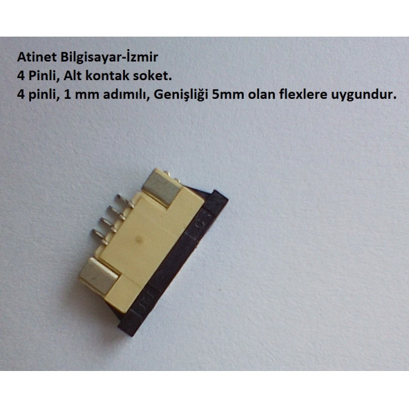 4 Pin 1Mm Adımlı Flex Soketi Flex Ffc Konnektörü alt kontak 4-1-Alt ürün görseli 1