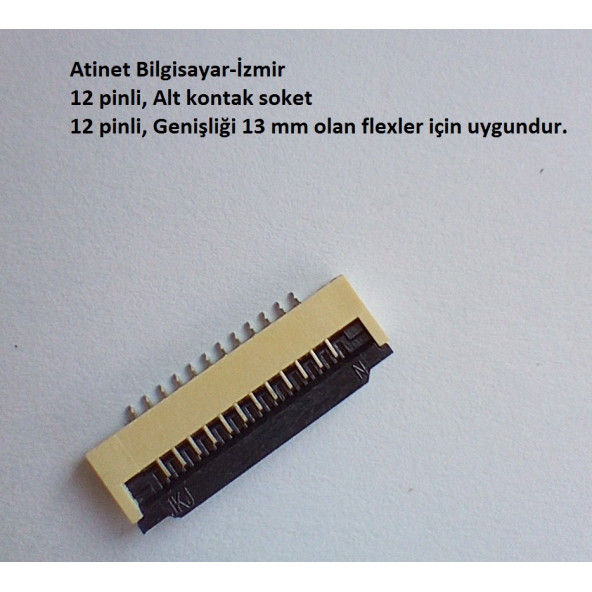 12 Pin 1Mm Adımlı Flex Soketi Flex Ffc Konnektörü Alt kontak 12-1-Alt ürün görseli 1