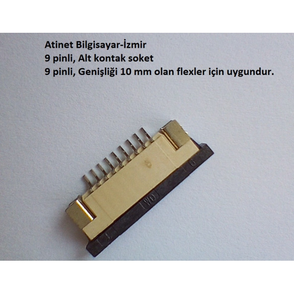 9 Pin 1Mm Adımlı Flex Soketi Flex Ffc Konnektörü Alt kontak 9-1-Alt ürün görseli 1
