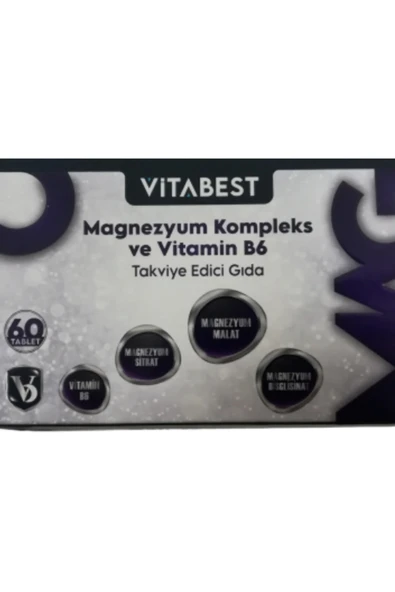 Vitabest Magnezyum Kompleks ve Vitamin B6 60 Tablet ürün görseli 1
