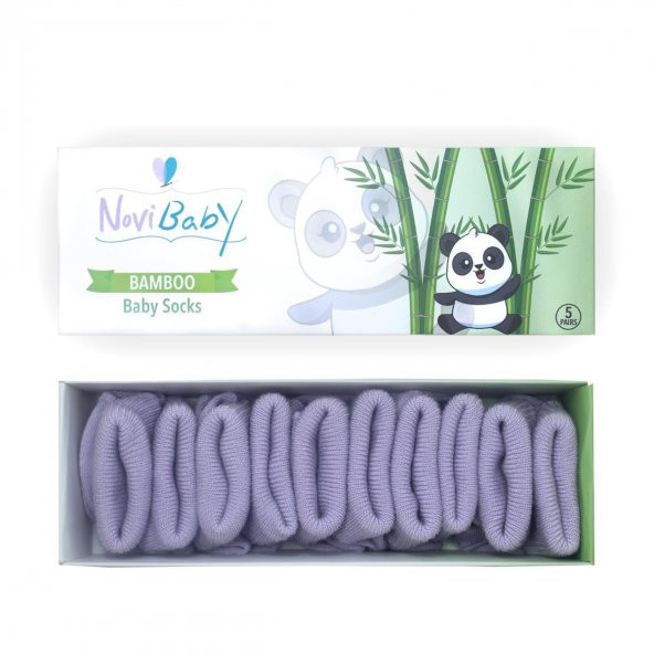 Novibaby 5li Bambu Yenidoğan Bebek Çorap I Purple I 0-6 ay ürün görseli 1