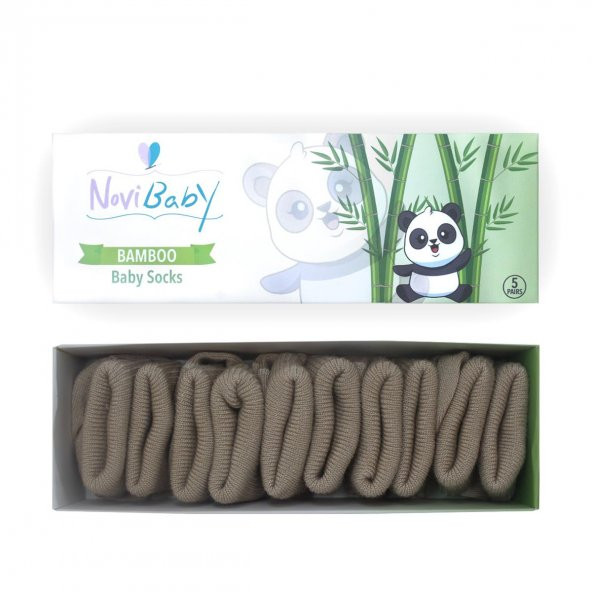 Novibaby 5li Bambu Yenidoğan Bebek Çorap I Beige I 0-6 ay ürün görseli 1