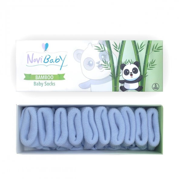 Novibaby 5li Bambu Yenidoğan Bebek Çorap I Dusty Blue I 0-6 ay ürün görseli 1