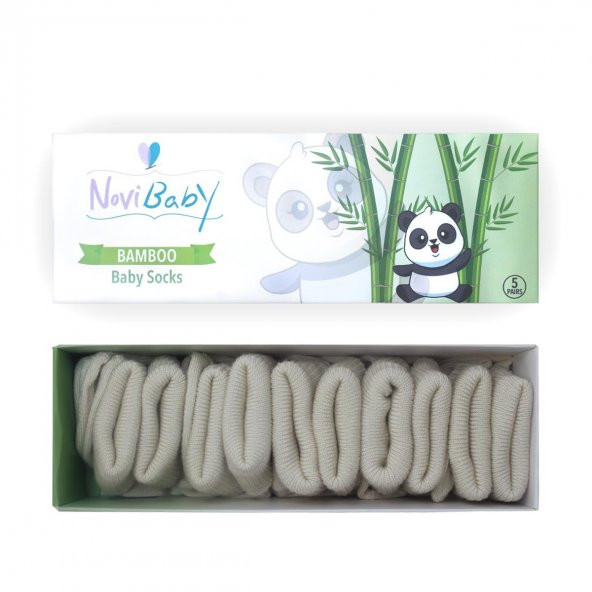 Novibaby 5li Bambu Yenidoğan Bebek Çorap I Ecru I 0-6 ay ürün görseli 1