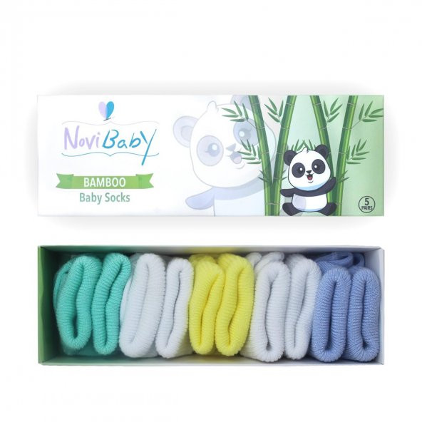 Novibaby 5li Bambu Yenidoğan Bebek Çorap I Summer Boy I 0-6 ay ürün görseli 1