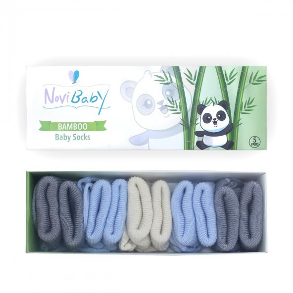 Novibaby 5li Bambu Yenidoğan Bebek Çorap I Rainy I 0-6 ay ürün görseli 1