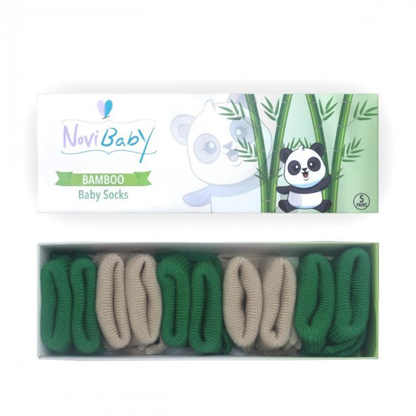 Novibaby 5li Bambu Yenidoğan Bebek Çorap I Greeny I 0-6 ay ürün görseli 1