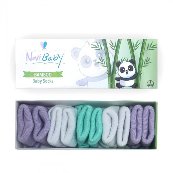 Novibaby 5li Bambu Yenidoğan Bebek Çorap I Lili I 0-6 ay ürün görseli 1