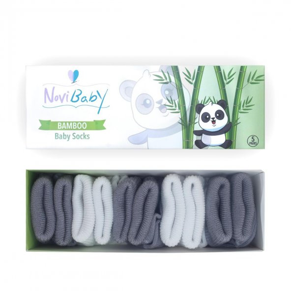 Novibaby 5li Bambu Yenidoğan Bebek Çorap I Cloudy I 0-6 ay ürün görseli 1