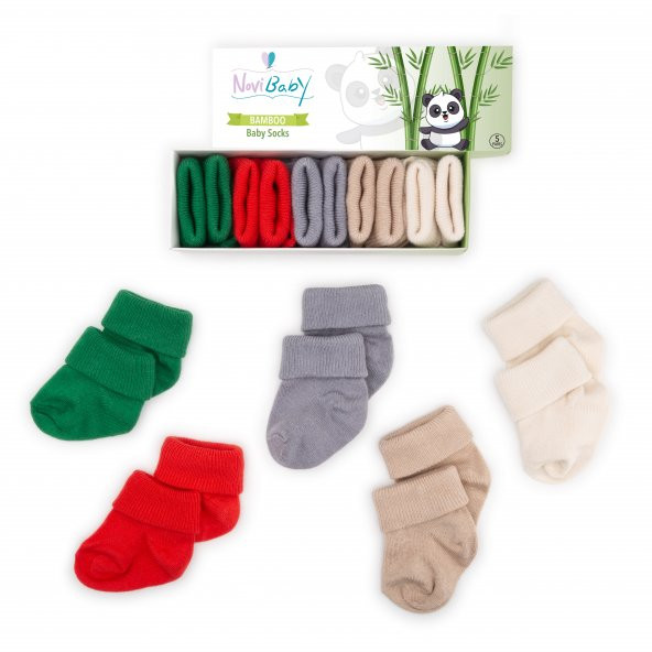 Novibaby 5li Bambu Yenidoğan Bebek Çorap I Winter I 0-6 ay ürün görseli 1