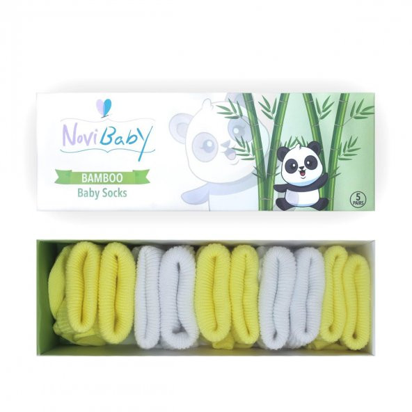 Novibaby 5li Bambu Yenidoğan Bebek Çorap I Sunshine I 0-6 ay ürün görseli 1