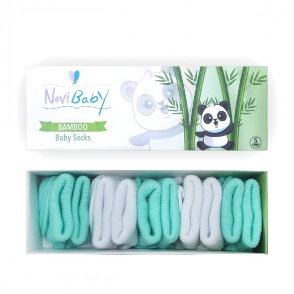 Novibaby 5li Bambu Yenidoğan Bebek Çorap I Minty I 0-6 ay ürün görseli 1