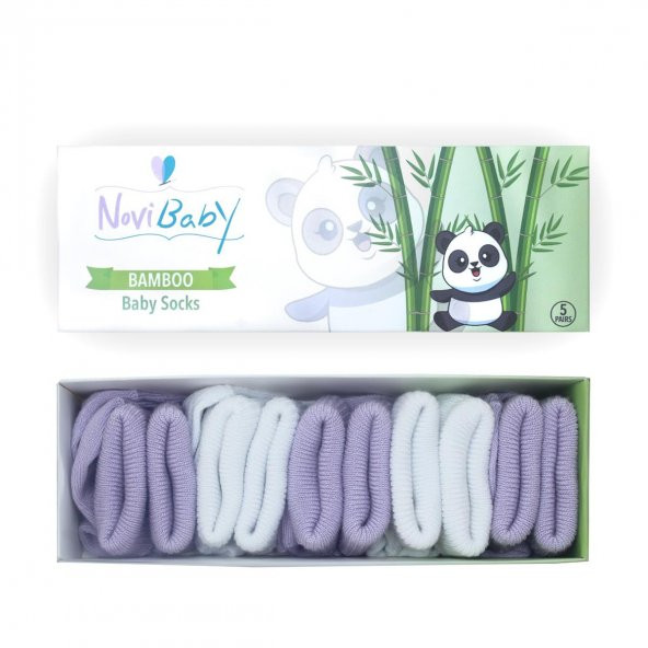 Novibaby 5li Bambu Yenidoğan Bebek Çorap I Purpy I 0-6 ay ürün görseli 1