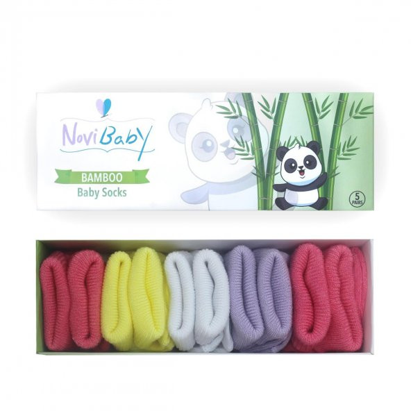 Novibaby 5li Bambu Yenidoğan Bebek Çorap I Colourful I 0-6 ay ürün görseli 1