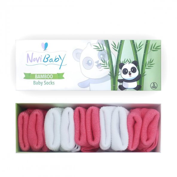 Novibaby 5li Bambu Yenidoğan Bebek Çorap I Coral I 0-6 ay ürün görseli 1