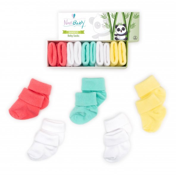 Novibaby 5li Bambu Yenidoğan Bebek Çorap I Star I 0-6 ay ürün görseli 1