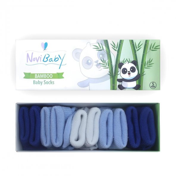 Novibaby 5li Bambu Yenidoğan Bebek Çorap I Mix Blue I 0-6 ay ürün görseli 1