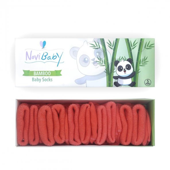 Novibaby 5li Bambu Yenidoğan Bebek Çorap I Orange I 0-6 ay ürün görseli 1