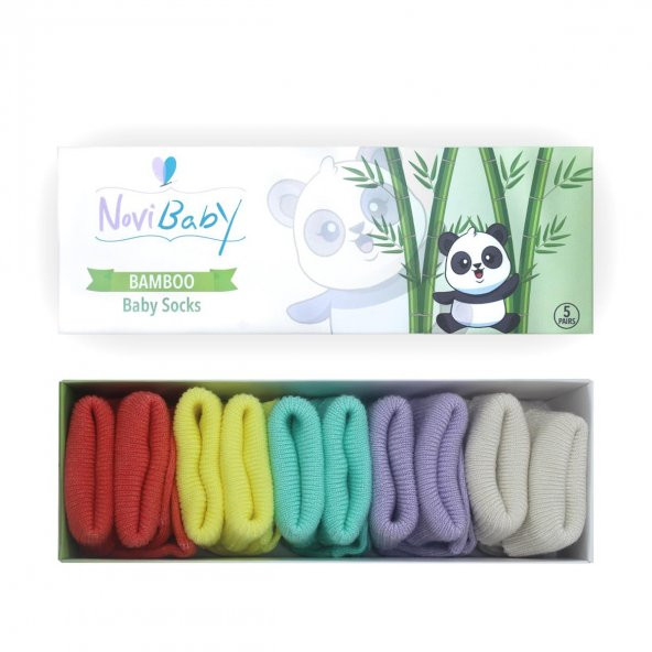Novibaby 5li Bambu Yenidoğan Bebek Çorap I Colour Mix I 0-6 ay ürün görseli 1