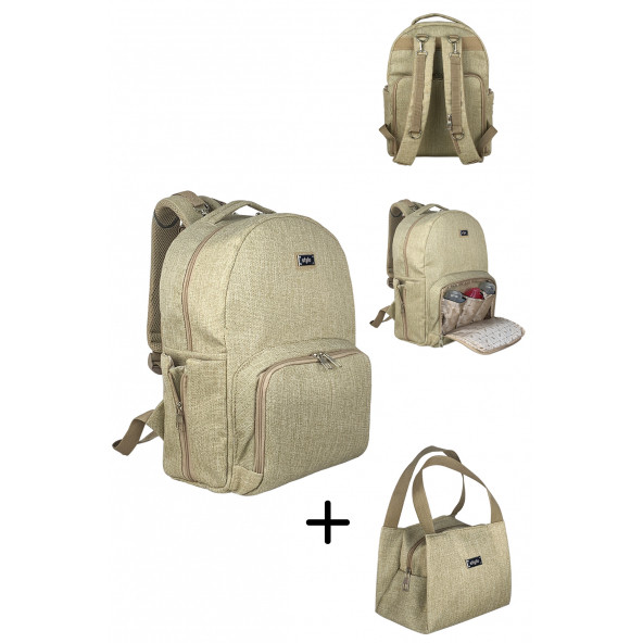 Duo Backpack For Mothers Anne Bebek Bakım Sırt Çantası ( BEJ ) ürün görseli 1