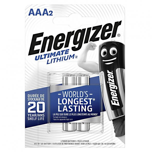 Energizer E92 Ultimate Lityum AAA İnce Kalem Pil 2li Paket ürün görseli 1