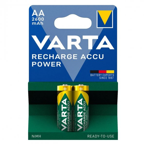Varta 57161 Power 2600mAh AA Şarj Edilebilir Kalem Pil 2li Paket ürün görseli 1
