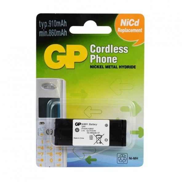 GP T390 2.4V 910mAh Şarj Edilebilir Telsiz Telefon Pili ürün görseli 1