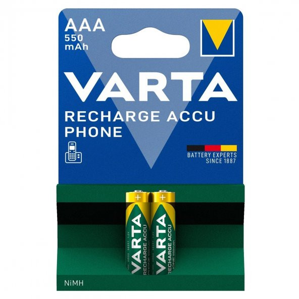 Varta 58397 Phone 550mAh AAA Şarj Edilebilir İnce Kalem Pil 2li Paket ürün görseli 1
