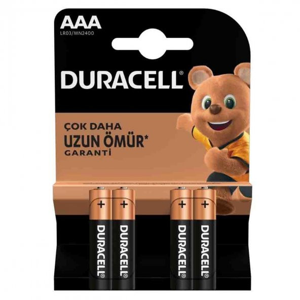 Duracell LR03/MN2400 Alkalin AAA İnce Kalem Pil 4lü Paket ürün görseli 1