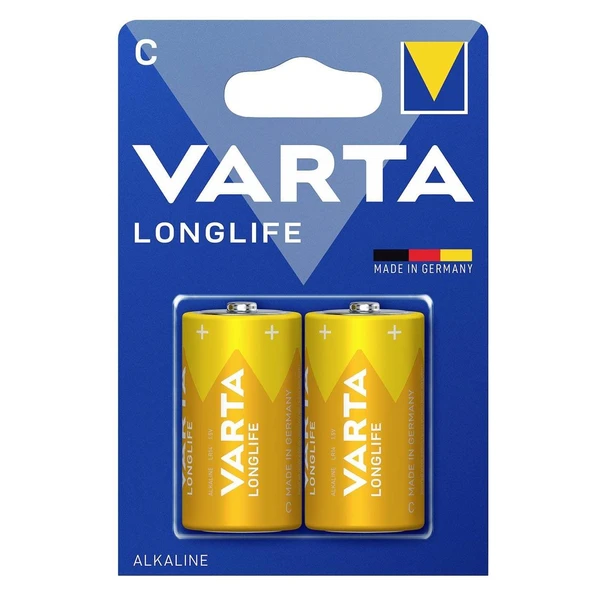 Varta C - Orta Boy 1.5V Alkalin 2’li Paket Pil – Longlife (4114) ürün görseli 1