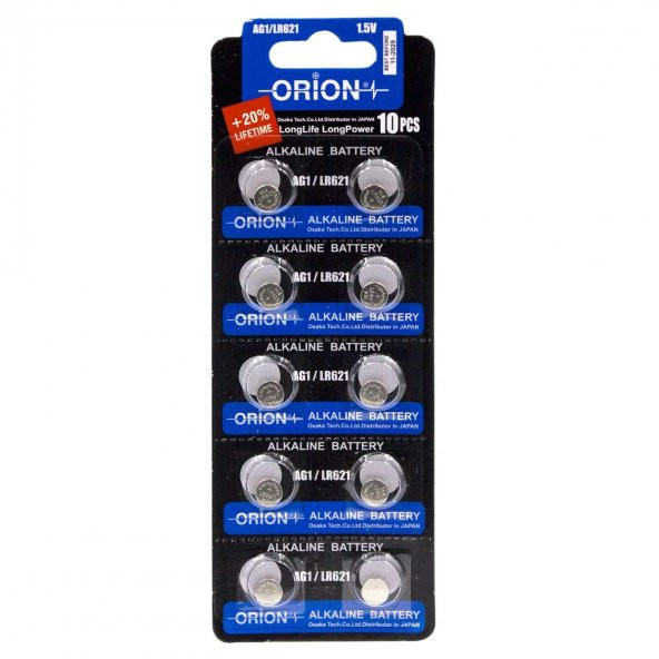 Orion AG1 LR621 364A 1.5V Alkalin Pil 10lu Paket ürün görseli 1
