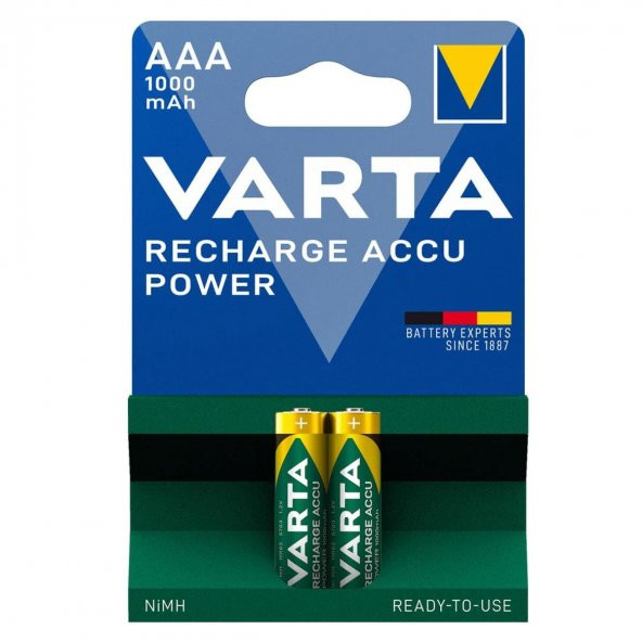 Varta 57033 1000mAh AAA Şarj Edilebilir Kalem Pil 2li Paket ürün görseli 1
