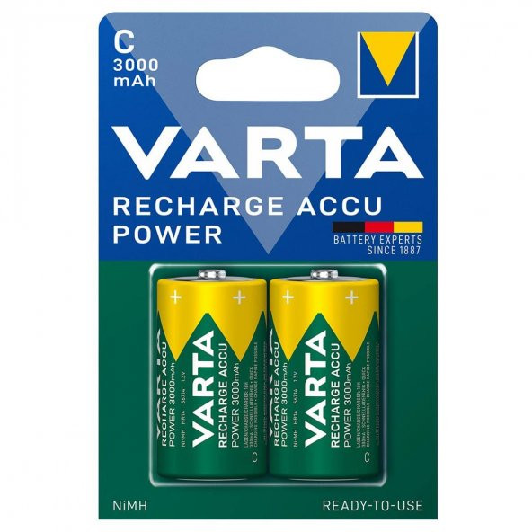 Varta 56714 Power 3000mAh C Şarj Edilebilir Orta Boy Pil 2li Paket ürün görseli 1