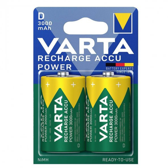 Varta 56720 Power 3000mAh D Şarj Edilebilir Büyük Pil 2li Paket ürün görseli 1