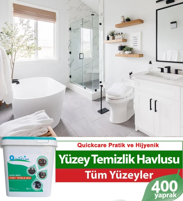 QUICKCARE Dezenfektanlı Yüzey Temizlik Havlusu 400 Yaprak- Limon Kokulu ürün görseli 1