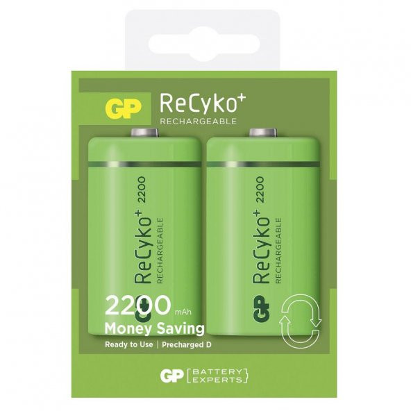 Gp Recyko 2200Mah D Büyük Boy Şarj Edilebilir Pil 2Li Paket ürün görseli 1