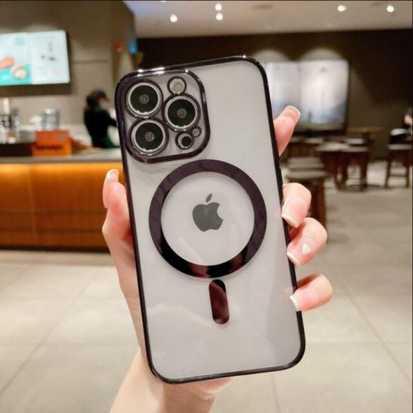 Iphone 14 Plus Tam Uyumlu Köşeleri Renkli Şeffaf Kamera Korumalı Magsafe Luxury Kılıfı ürün görseli 1