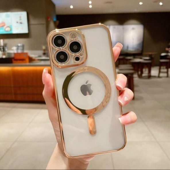 Iphone 14 Pro Tam Uyumlu Köşeleri Renkli Şeffaf Kamera Korumalı Magsafe Luxury Kılıf ürün görseli 1
