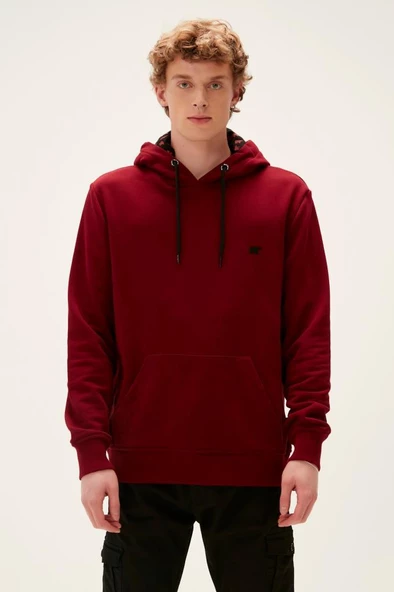 Bad Bear Bad Neck Kapüşonlu Erkek Lava Sweatshirt Bordo ürün görseli 1