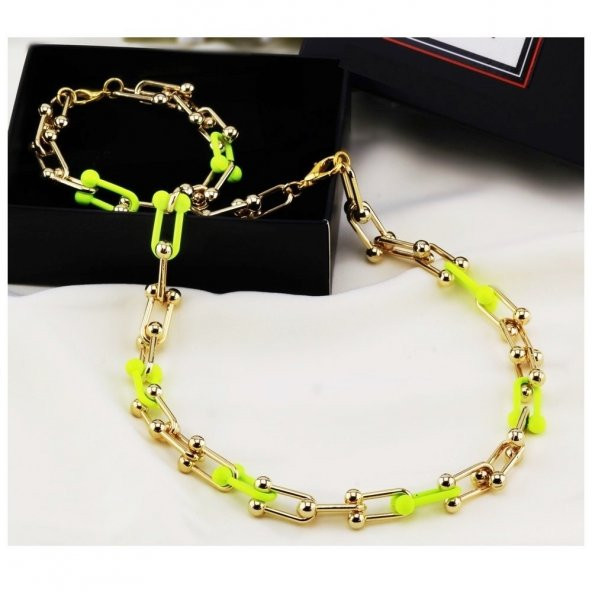 Altın Kaplama & Neon Sarı Kadın İkili Set ürün görseli 1