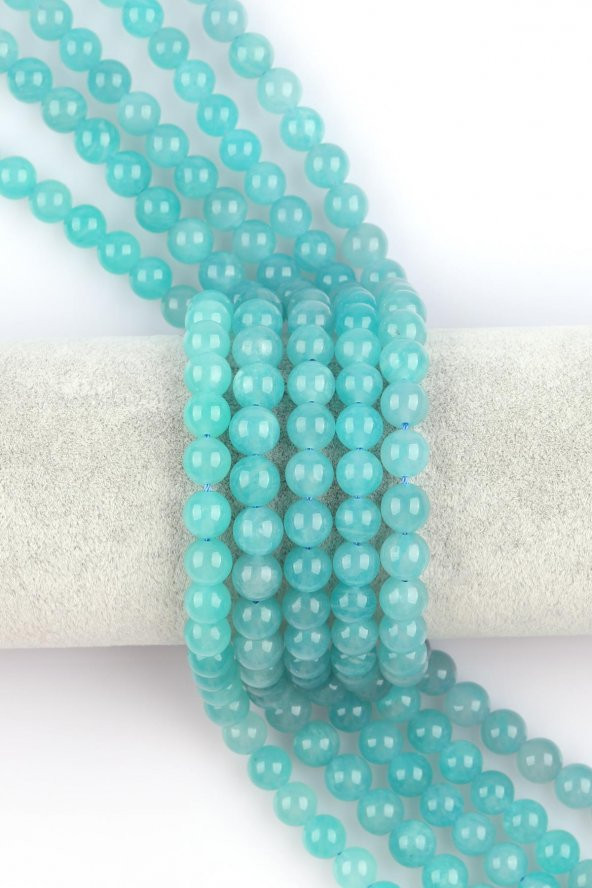 Amazonit ( AAA Kalite ) Doğal Taş Dizi 8 mm Küre Kesim ürün görseli 1