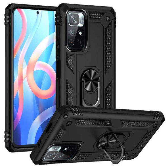 Xiaomi Redmi Note 11 5G Kılıf Sofya Yüzüklü Standlı Silikon Kılıf ürün görseli 1