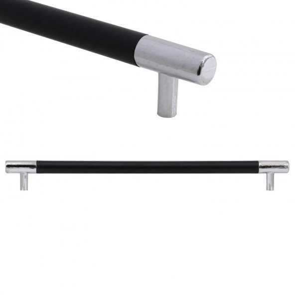 (KROM MAT SİYAH) Çekmece Dolap Kapak Kulpu Kulp 224 mm ürün görseli 1