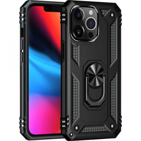 iPhone 13 Pro Max Kılıf Sofya Yüzüklü Standlı Silikon Kılıf ürün görseli 1