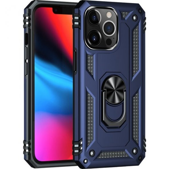 iPhone 13 Pro Max Kılıf Sofya Yüzüklü Standlı Silikon Kılıf - Resim 4