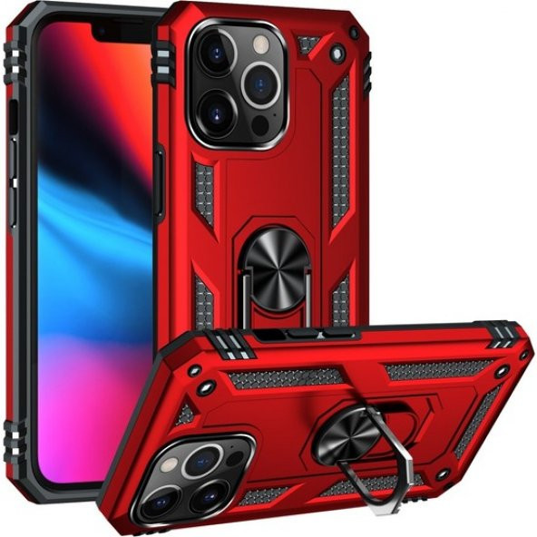 iPhone 13 Pro Max Kılıf Sofya Yüzüklü Standlı Silikon Kılıf - Resim 5