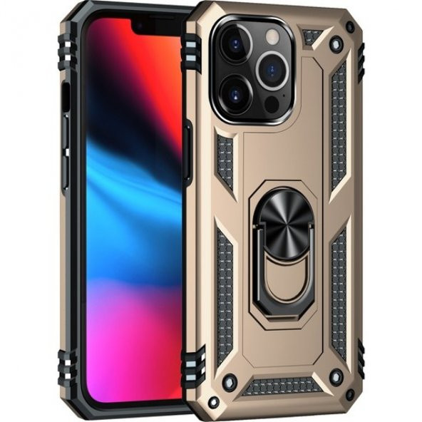 iPhone 13 Pro Max Kılıf Sofya Yüzüklü Standlı Silikon Kılıf - Resim 7