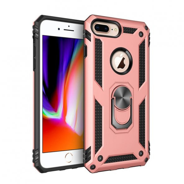 iPhone 7 Plus Kılıf Sofya Yüzüklü Standlı Korumalı Kılıf ürün görseli 1